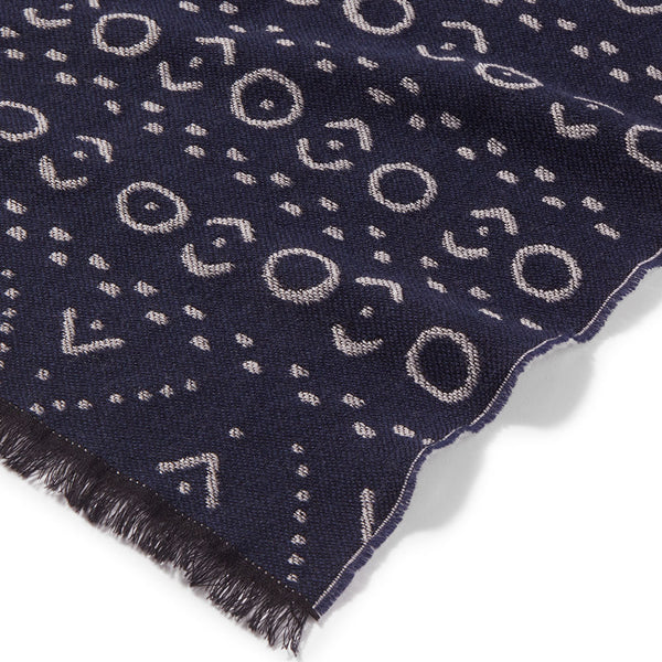 West African Pattern Wool-Silk Scarf
