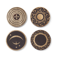 Sumatran Symbols Lacquered Wood Coaster Set
